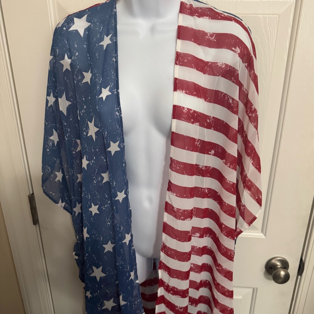 Miss Chievous Patriotic Kimono Cardigan coverup cover up USA America